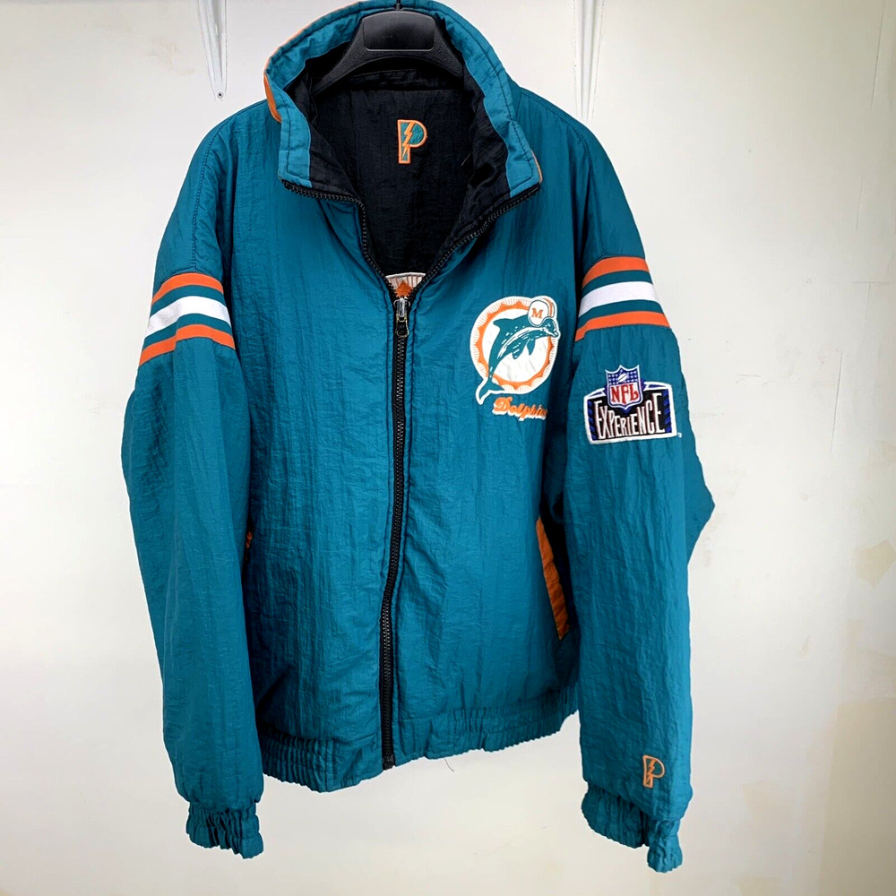 Miami Dolphins Vintage Reversible Jacket Pro Player Puffer Size XL 90s